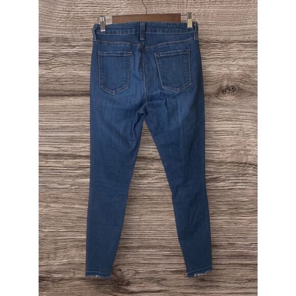 Just Black Women’s Dark Wash Tapered Leg Raw Hem Jeans Size 27 - Picture 2 of 8